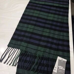 Men's Plaid Scarf - Green and Navy